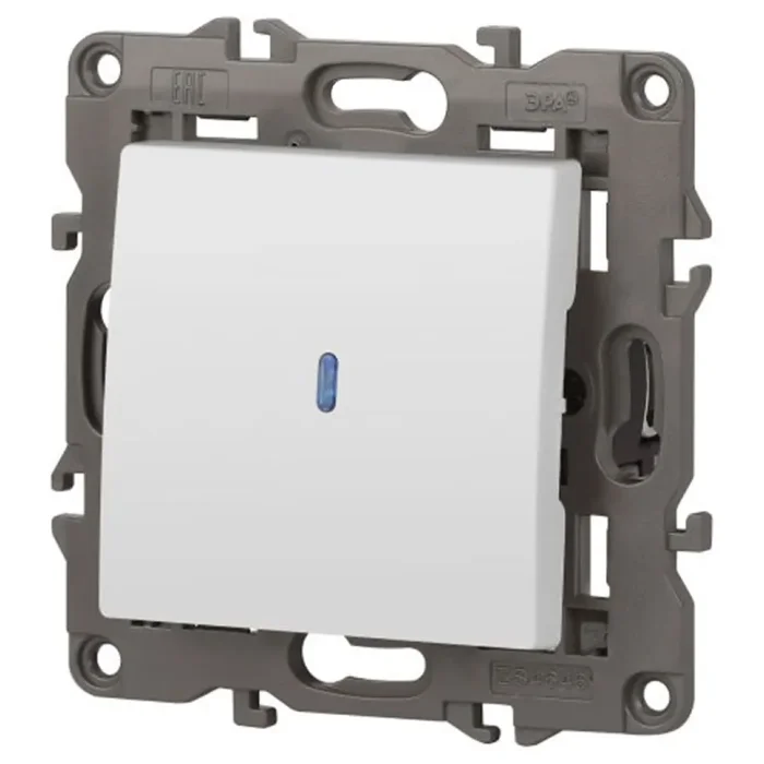 Выключатель 1-кл. СП Elegance 14-1102-01 10А IP20 250В 10AX с подсветкой механизм бел. Эра Б0034215