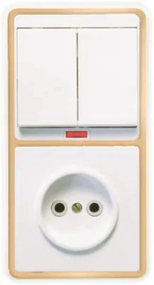 Блок БКВР-213 Бэлла (2-кл. выкл. с инд. + розетка) зол. Кунцево 5830