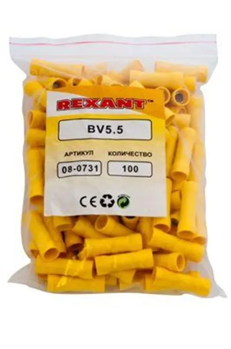 Гильза соединительная изолированная VB 5.5 4-6кв.мм желт. (уп.100шт) Rexant 08-0731