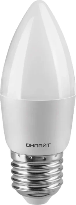Лампа светодиодная 71 634 OLL-C37-8-230-2.7K-E27-FR 8Вт свеча 2700К тепл. бел. E27 800лм 176-264В ОНЛАЙТ 71634