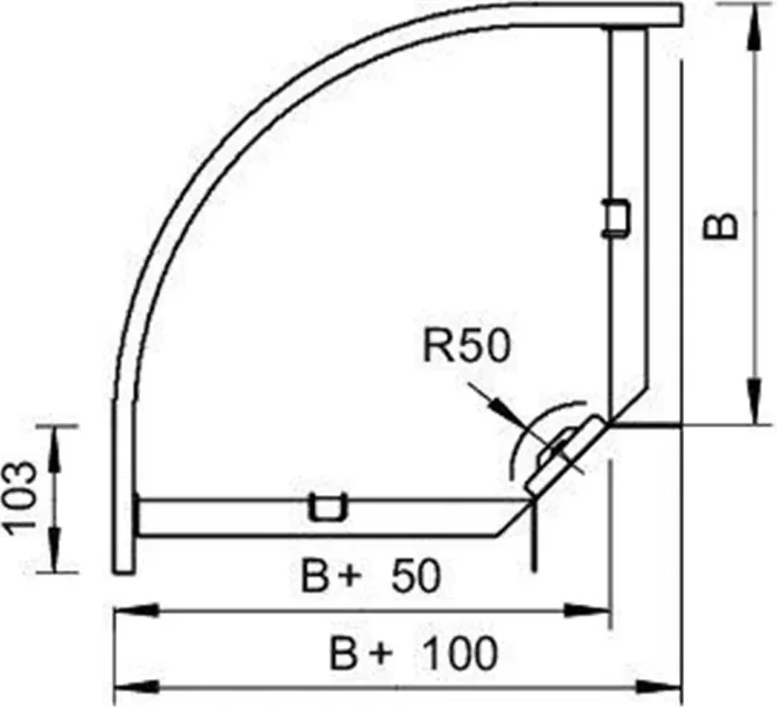 Угол для лотка горизонтальный 90град. 100х35 RB 90 310 FS OBO 6043119