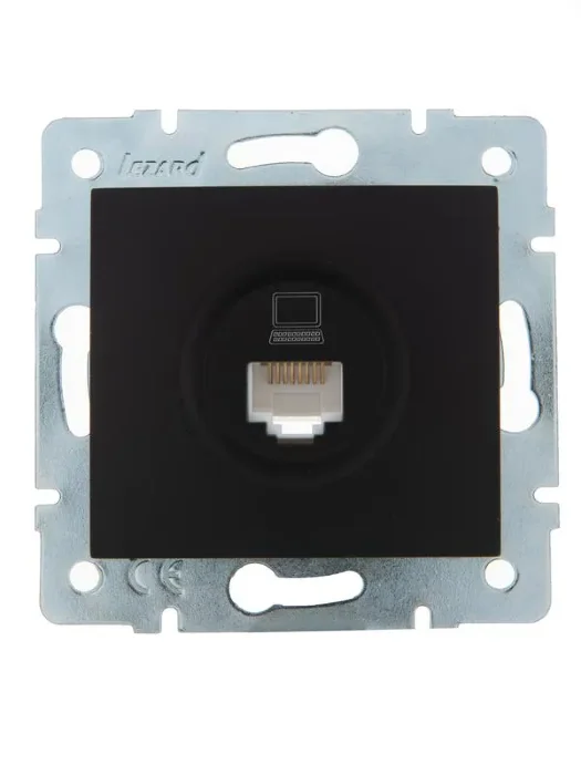 Розетка компьютерная 1-м СП Karina RJ45 механизм черн. бархат LEZARD 707-4288-139