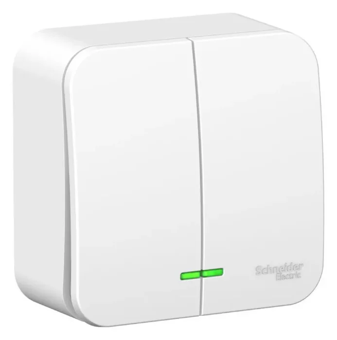 Выключатель 2-кл. ОП Blanca 10А IP20 (сх. 5) 250В с подсветкой с изолир. пластиной бел. SE BLNVA105111
