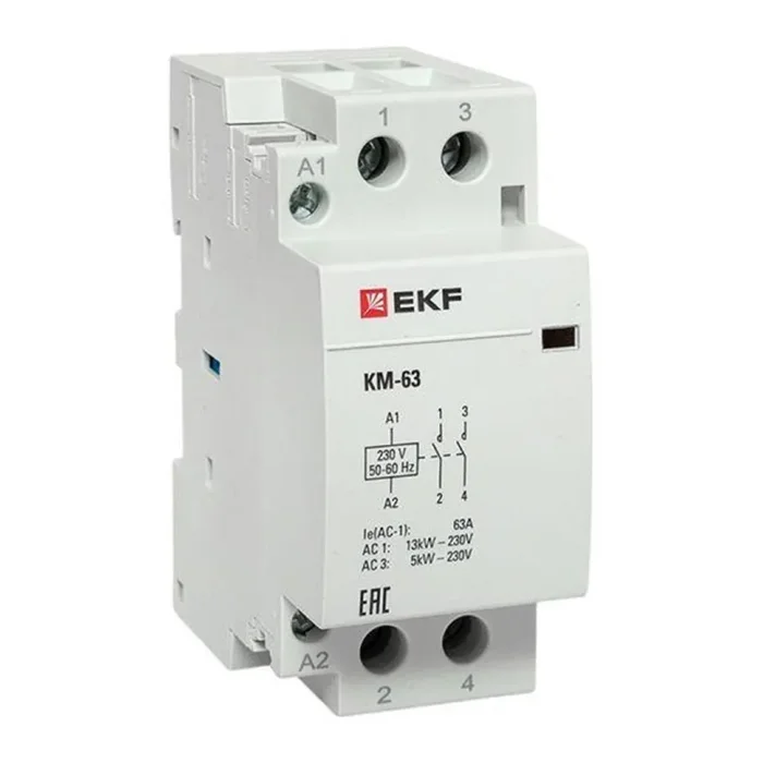 Контактор модульный КМ 63А 2NО (2 мод.) EKF km-2-63-20