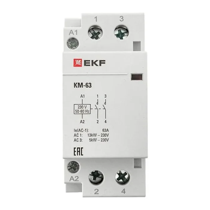 Контактор модульный КМ 63А 2NО (2 мод.) EKF km-2-63-20