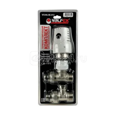 Комплект терморегулирующего оборудования для радиатора прямой с переходом на &quot;Евроконус&quot; 1/2дюйм х 3/4дюйм (ЕК) (40) К VALFEX VF.046.NE.012