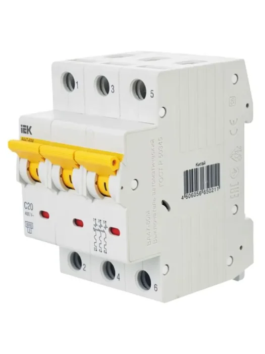 Выключатель автоматический модульный 3п C 20А 6кА ВА47-60M KARAT IEK MVA31-3-020-C