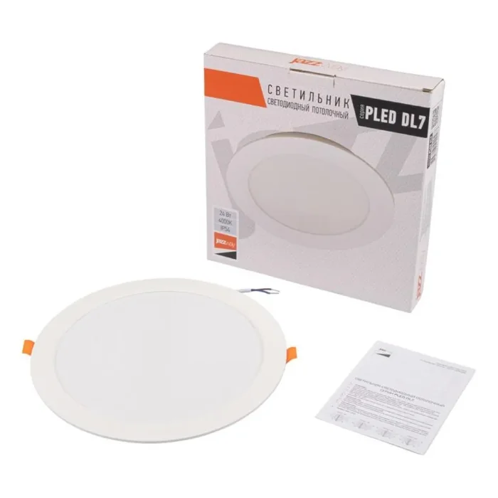 Светильник светодиодный PLED DL7 WH Downlight 24Вт 4000К 220х26мм IP54 ДВО встраив. Pro JazzWay 5042568