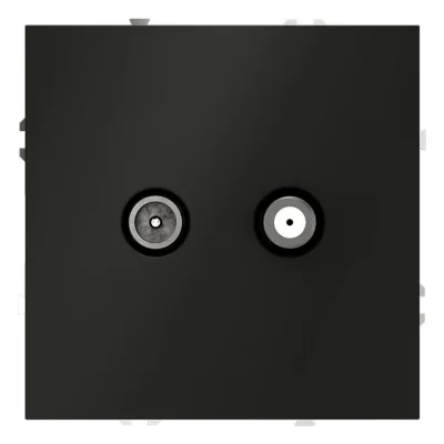 Розетка телевизионная оконечная TV + SAT 2-м СП S70 механизм черн. матов. Voltum VLS060408