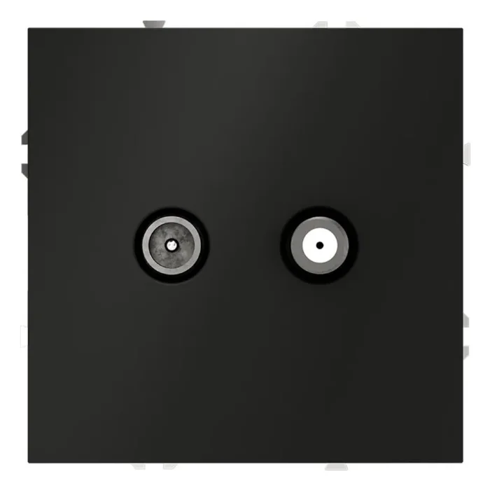 Розетка телевизионная оконечная TV + SAT 2-м СП S70 механизм черн. матов. Voltum VLS060408