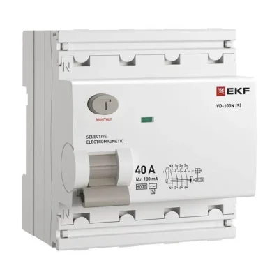 Выключатель дифференциального тока 4п 40А 100мА тип AC 6кА ВД-100N (S) электромех. PROxima EKF E1046MS40100