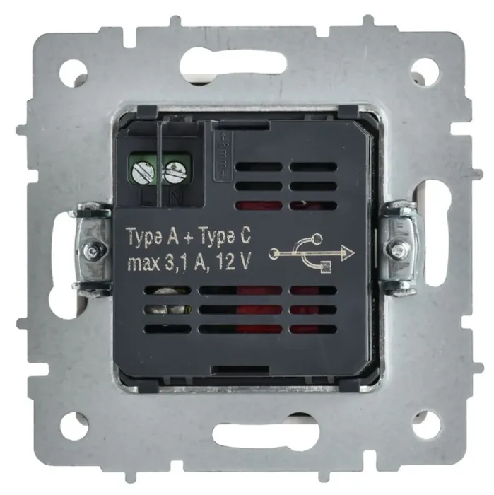 Розетка BRITE РЮ11-1-БрАБ 18Вт USB A+C механизм арктич. бел. IEK BR-U22-018-K91