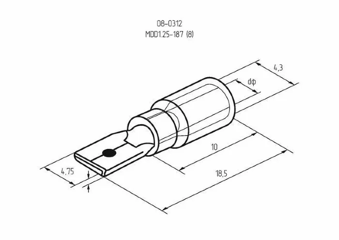 Клемма плоская изол. (штекер) (VM 1.25-187(8)) REXANT 08-0312