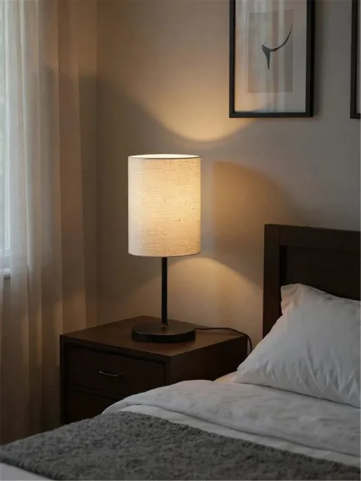 Светильник настольный JH3-01-iv E14 IP20 110х110х310мм метал.; ткань; PVC-пластик беж. JazzWay 5062351