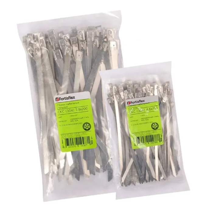 Хомут кабельный СКС (304) 4.6х500 стальной (уп.100шт) Fortisflex 74915
