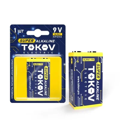 Элемент питания алкалиновый &quot;крона&quot; 6LR61 (блист.1шт) TOKOV ELECTRIC TKE-ALS-6LR61/B1