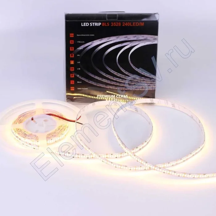 Светодиодная лента Class Premium, 3528, 240 led/m, Warm White, 24V, IP33, А10, однорядная