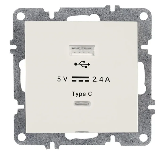 Розетка LAVIN/KAREN USB + TYPE-C механизм бел. ARVIA 50 01 1000 304