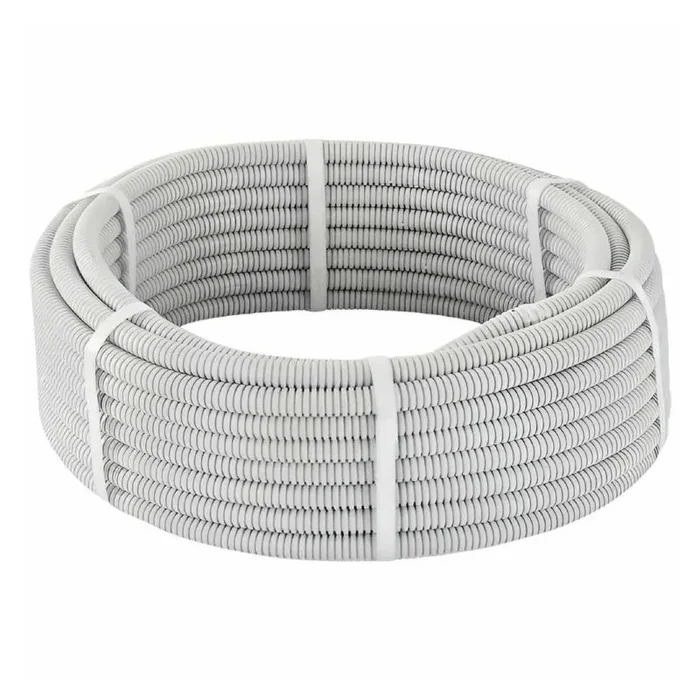 Труба гофрированная ПВХ d63мм с протяжкой сер. (уп.15м) TOKOV ELECTRIC TKE-TG/P-63-C06/15