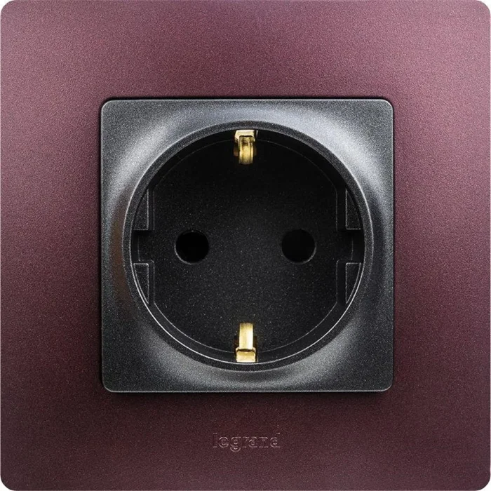 Розетка 1-м СП Etika 16А IP31 250В 2P+E с заземл. защ. шторки немецк. стандарт винтов. клеммы механизм антрацит IEK 672622