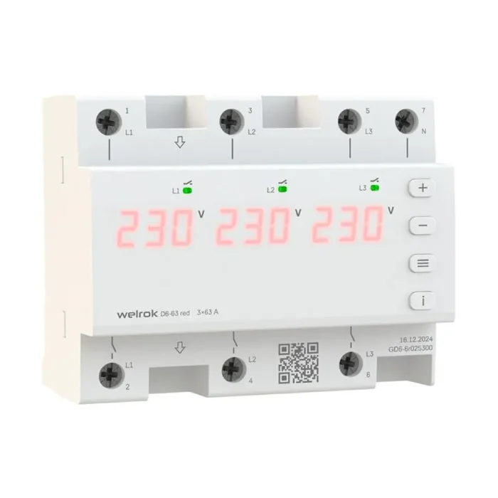 Реле напряжения D6-63 red Welrok 4660251140410