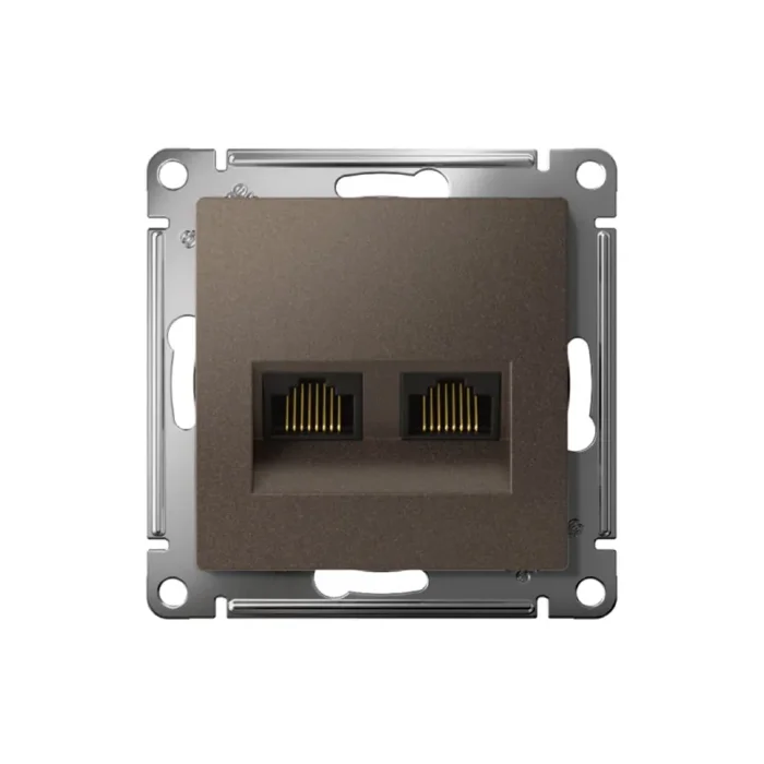 Розетка компьютерная 2-м AtlasDesign RJ45 кат.5E механизм мокко SE ATN000685