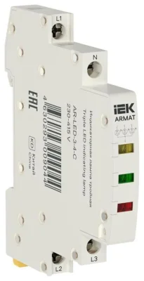Лампа светодиодная ARMAT LED 230-415В AC 1 ж/з/кр инд. тройная IEK AR-LED-3-4-C