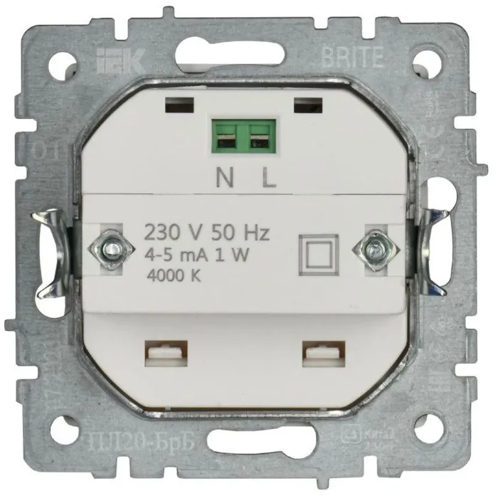 Подсветка светодиодная BRITE встраив. ПЛ20-БрБ механизм бел. IEK BR-FL20-K01