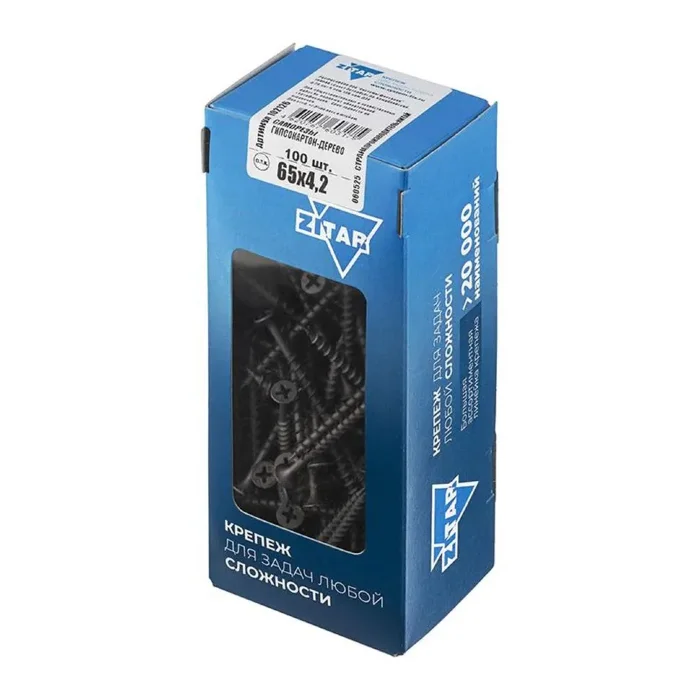 Саморез гипсокартон-дерево 4.2х65 (коробка) (уп.100шт) Tech-Krep/Zitar 102126
