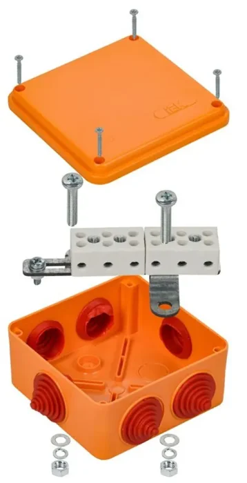 Коробка распаячная огнестойкая ПС 100х100х50 6P 4кв.мм IP55 6 вводов IEK UKF30-100-100-050-6-4-09