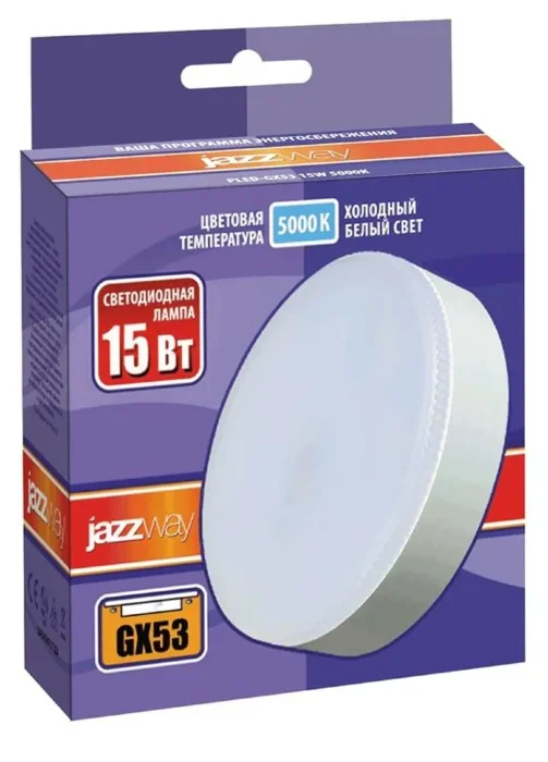 Лампа светодиодная PLED-GX53 15Вт таблетка матовая 5000К холод. бел. GX53 1300лм 230В JazzWay 2855466