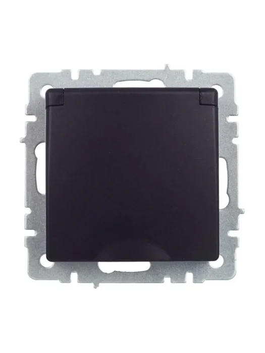 Розетка BRITE РСбш10-3-44-БрЧ 16А IP44 с заземл. защ. шторки с крышкой механизм черн. IEK BR-R16-16-44-K02