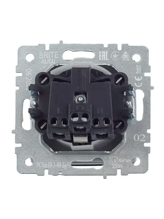 Розетка BRITE РСбш10-3-44-БрЧ 16А IP44 с заземл. защ. шторки с крышкой механизм черн. IEK BR-R16-16-44-K02