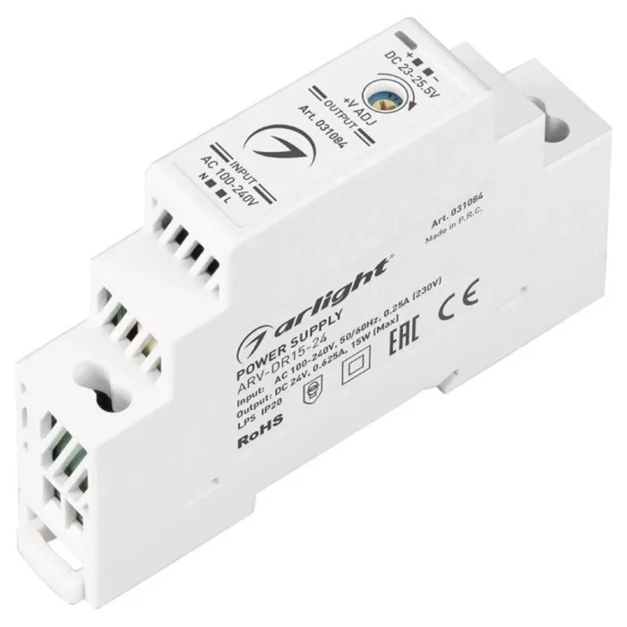 Блок питания ARV-DR15-24 24В 0.63А 15Вт IP20 DIN-рейка Arlight 031084