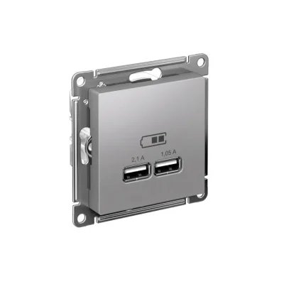 Розетка USB AtlasDesign тип A+A 5В 1х2.1А 2х1.05А механизм алюм. SE ATN000333