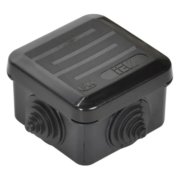 Коробка распаячная ОП 70х70х40 IP44 КМ41236 4 гермовводов черн. IEK UKO21-070-070-040-K02-44