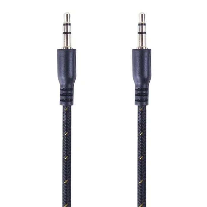 Кабель аудио AUX 3.5мм в тканевой оплетке 1м черн. Rexant 18-4071