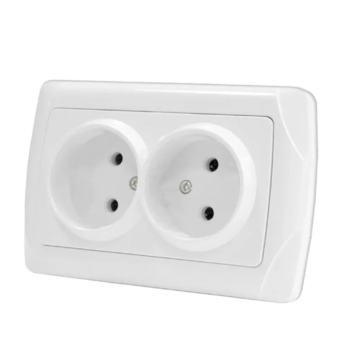 Розетка 2-м СП Маргарита 16А IP20 без заземл. бел. UNIVersal М0102