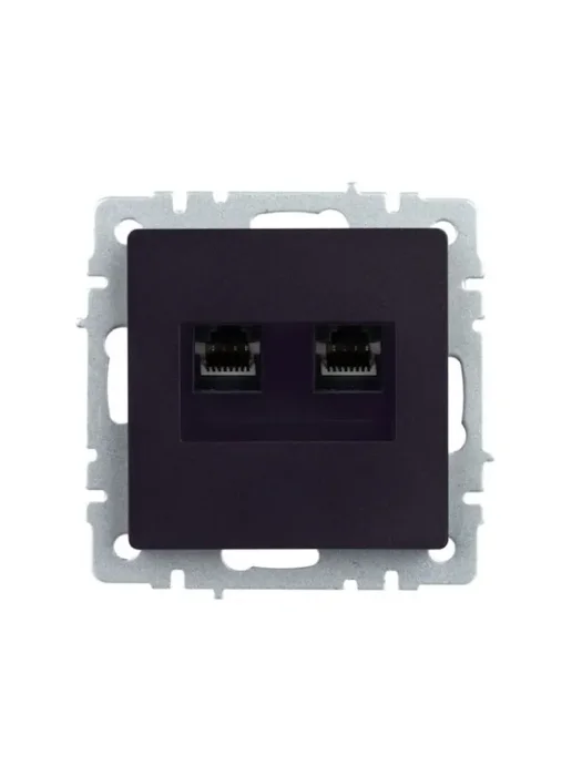 Розетка компьютерная двойн. СП RJ45 кат.5E BRITE РК10-2-БрЧ механизм черн. IEK BR-K20-1-K02