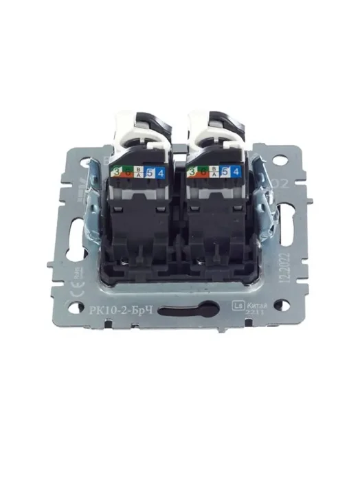 Розетка компьютерная двойн. СП RJ45 кат.5E BRITE РК10-2-БрЧ механизм черн. IEK BR-K20-1-K02