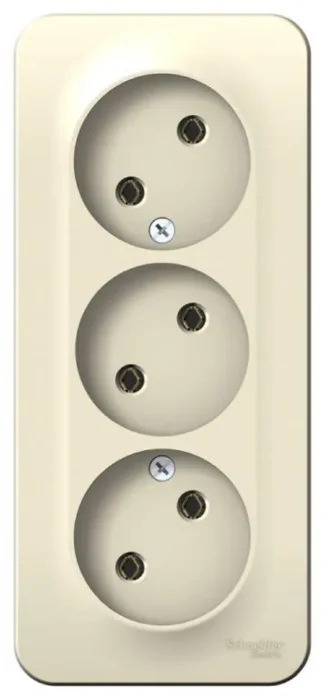 Розетка 3-м ОП Blanca 16А IP20 250В без заземл. без защ. шторок с изолир. пластиной молоч. SE BLNRA000312