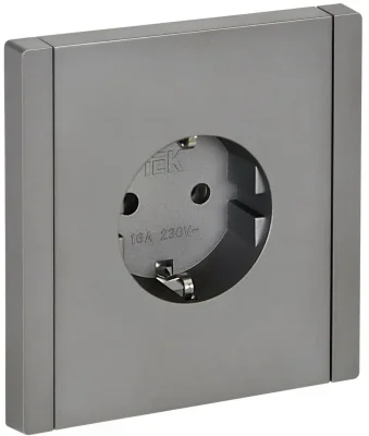 Розетка СП FORTE&amp;PIANO FP516 16А с заземл. без защ. шторок винт. крепл. сталь IEK FP-R11-16-K46
