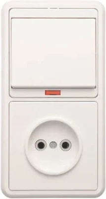 Блок БКВР-214 Бэлла (1-кл. выкл. с инд. + розетка) бел. Кунцево 5817