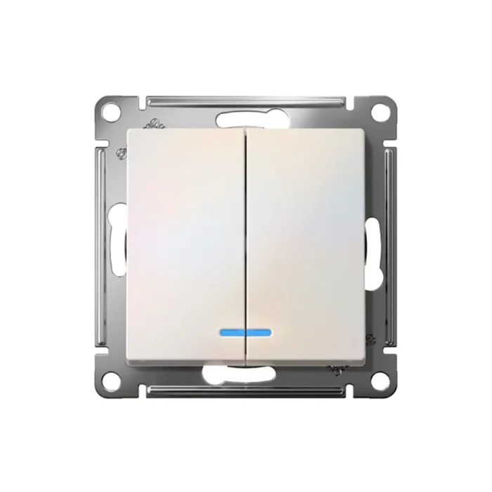 Выключатель 2-кл. СП AtlasDesign 10А IP20 (сх. 5а) 10AX с подсветкой механизм жемчуж. SE ATN000453