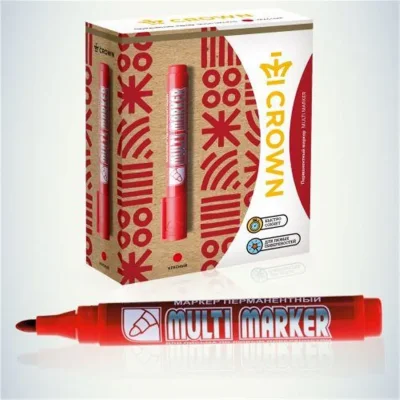 Маркер перманентный &quot;Multi Marker&quot; 3мм пулевидный крас. Crown Б0048241