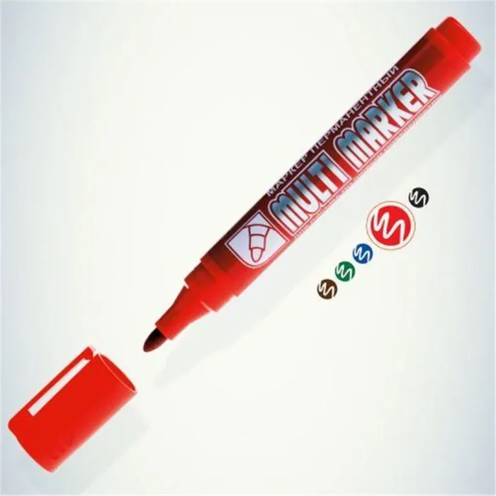 Маркер перманентный "Multi Marker" 3мм пулевидный крас. Crown Б0048241