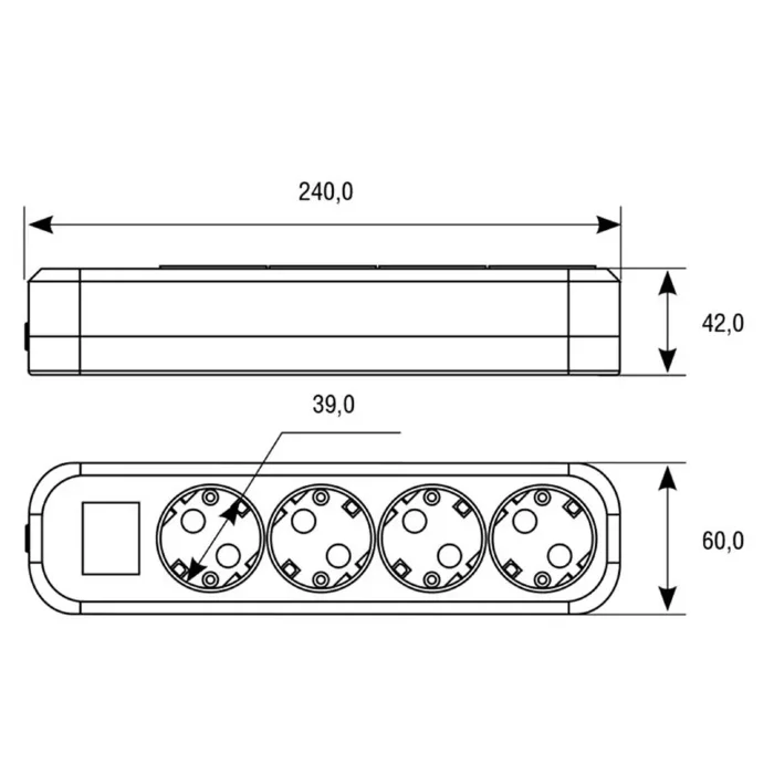 Удлинитель 4х2м с заземл. 16А IP20 S-304 ПВС 3х1 с выкл. UNIVersal 9634419