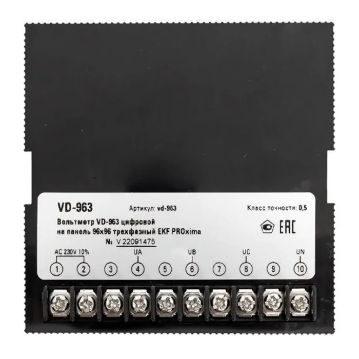 Вольтметр цифровой VD-963 на панель 96х96 трехфазный EKF vd-963