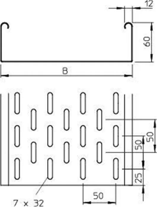 Лоток листовой перфорированный 150х60 L3000 сталь 1мм MKS 615 FS OBO 6055141