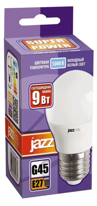 Лампа светодиодная PLED-SP 9Вт G45 шар 5000К холод. бел. E27 820лм 230В JazzWay 2859662A
